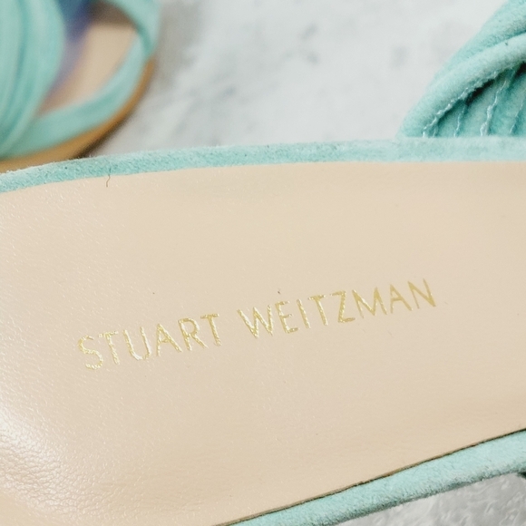 NEW Stuart Weitzman MINT EUCALYPTUS Twist Block Slide High Heel Sandals F404 - Picture 10 of 13